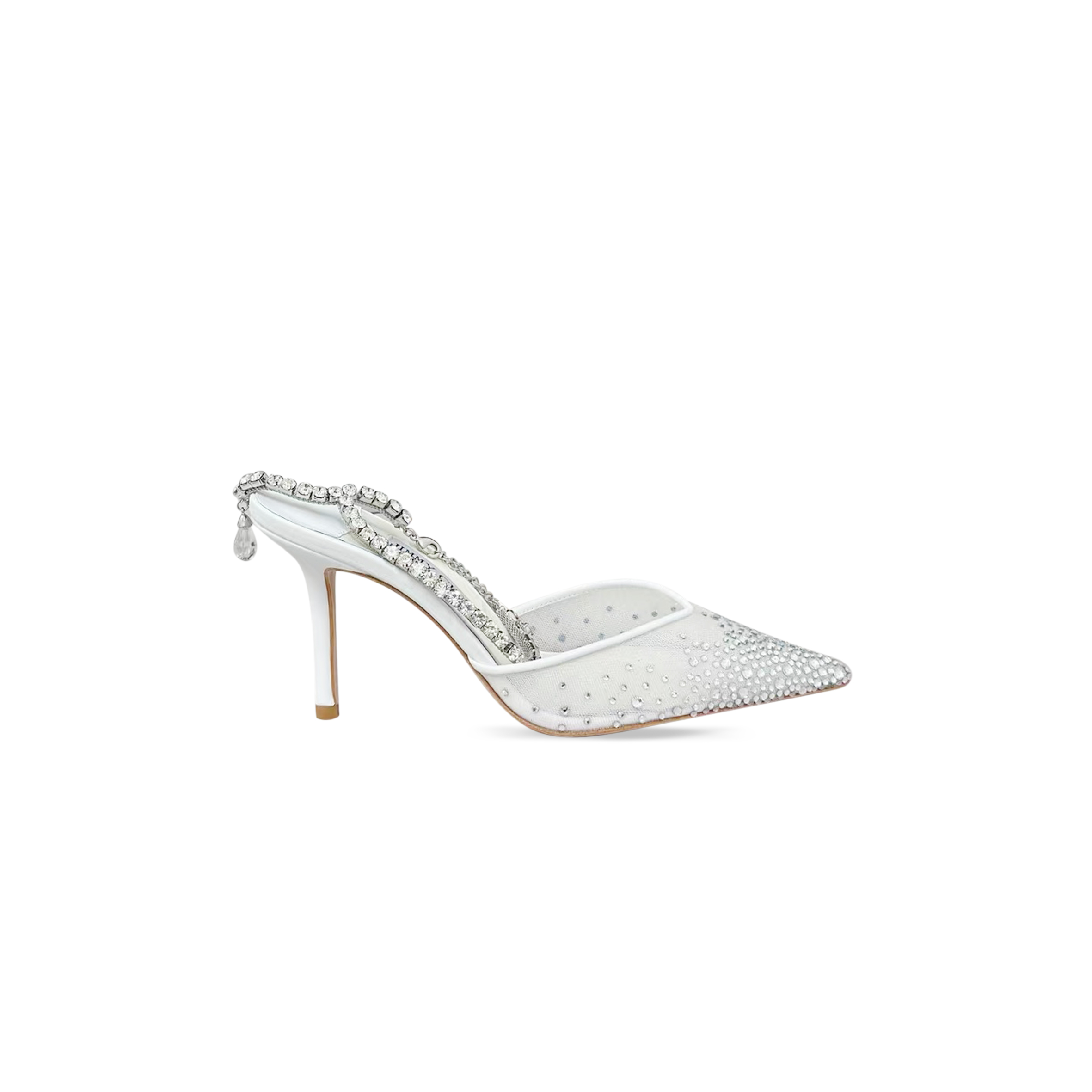 J1m*y Ch00 SAEDA 85 WHITE CRYSTAL MESH PUMPS 230562 Master Quality